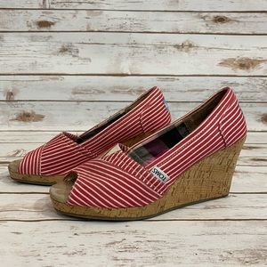 TOMS Classic Cork Wedge Peep Toe Pump | Size 8